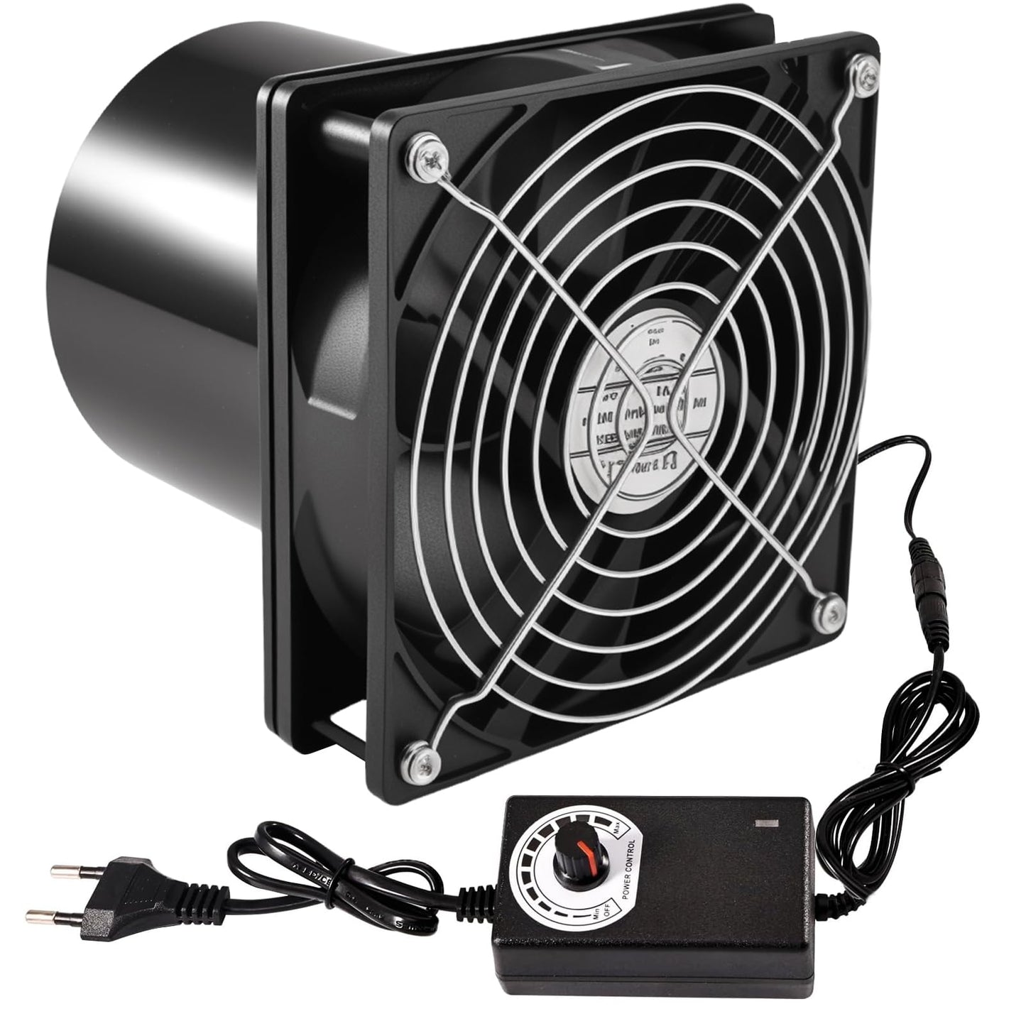 Ventilators Joycabin Rohrventilator 100mm ar ātruma regulatoru, karstumizturīgs cauruļveida ventilators, kluss dūmu nosūces ventilators virtuvei, WC, garāžai, siltumnīcai, gaisa cirkulācijai