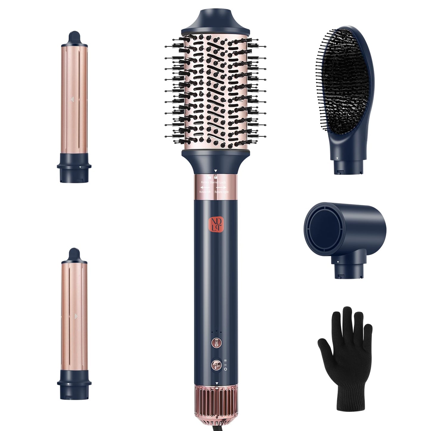 Airstyler 5 in 1 NDLT 120.000 RPM, daudzfunkcionāls matu veidotājs ar negatīvo jonu koncentrāciju, matu žāvētājs, fēna birste, taisnošanas birste, lokšķēres ātrai žāvēšanai, lokošanai un taisnošanai