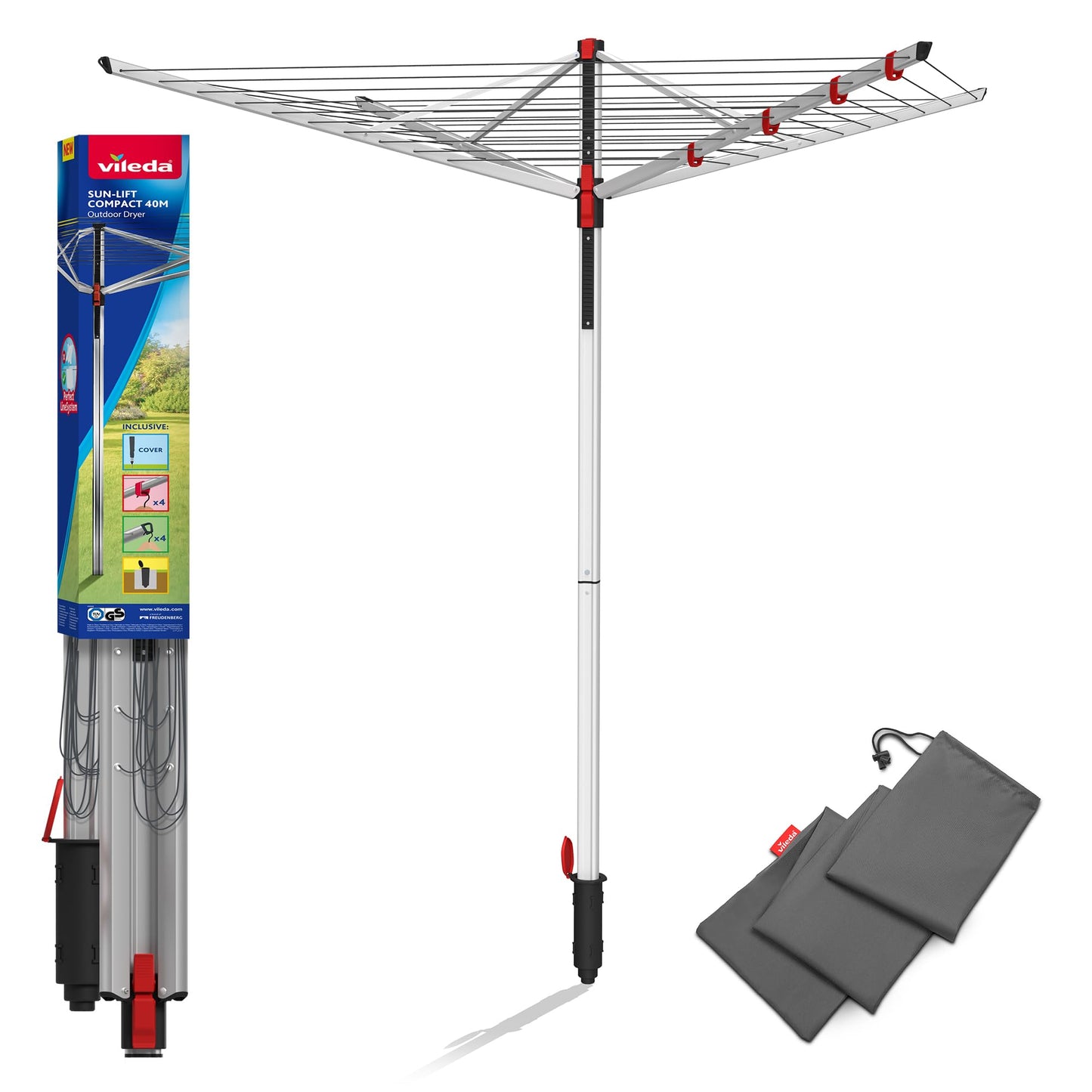 Vileda Sun-Lift Compact veļas žāvētājs, 40 m auklas garums, pelēks