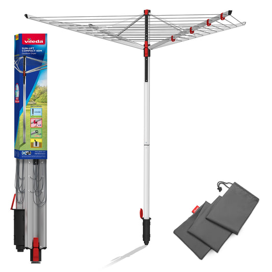 Vileda Sun-Lift Compact veļas žāvētājs, 40 m auklas garums, pelēks