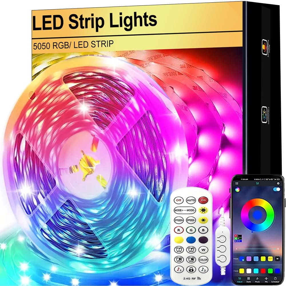 FOLAI LED lente 2 m, USB, RGB, taimeris, regulējama, gaismas virtene ar tālvadības pulti, mūzikas sinhronizācija, krāsu maiņa, apgaismojumam, skapju dekoram, ballītēm