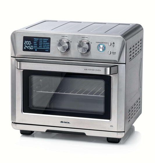 Ariete 4629 Airy Fryer Oven - 25L capacity, 1700W, 230°C max temp, LED display, silver, suitable for 30cm pizza.