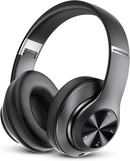 Bluetooth austiņas virs auss - 60 stundu atskaņošana, 6 EQ režīmi, HiFi mikrofons, USB C, Bluetooth 5.0, sportam un ceļošanai.