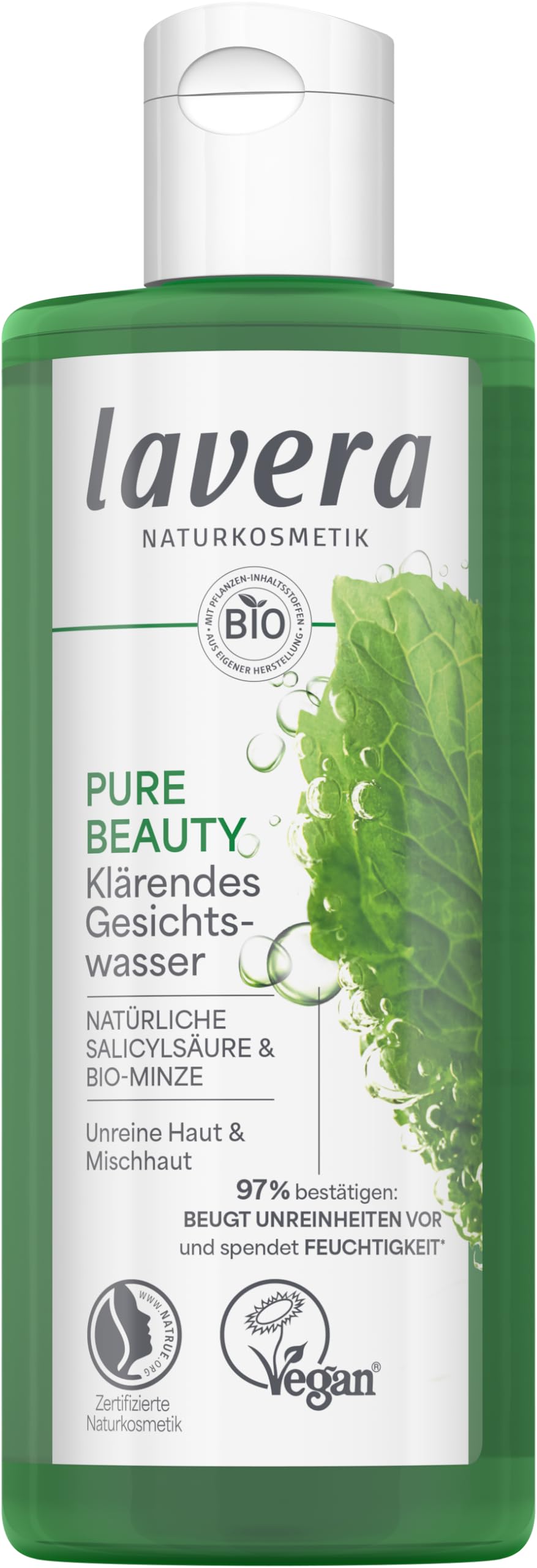 Attīrošs sejas toniks lavera Pure Beauty – noņem sebumu un netīrumus, mitrina, palīdz mazināt ādas nepilnības, vegānisks, dabīgā kosmētika