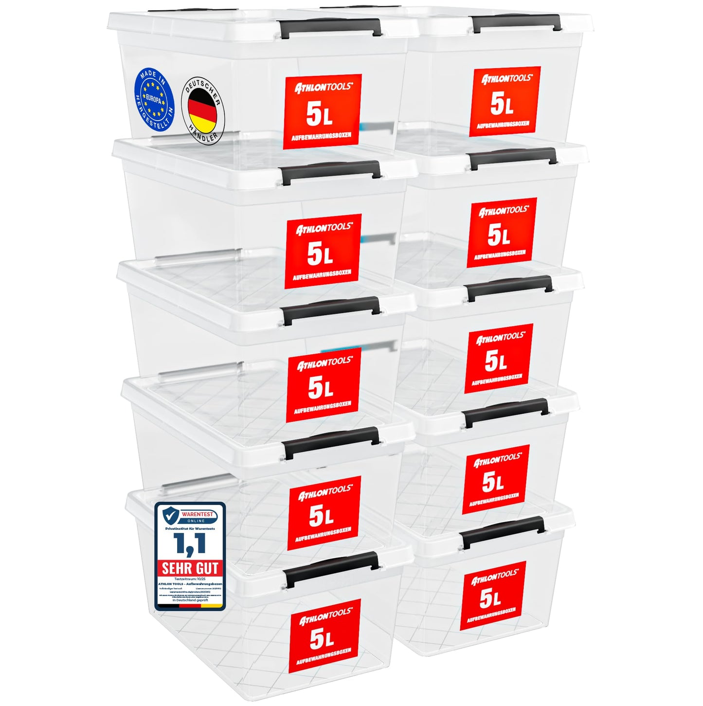 Uzglabāšanas kaste ar vāku ATHLON TOOLS 10 gab., 5 l, maza, BPA nesaturoša