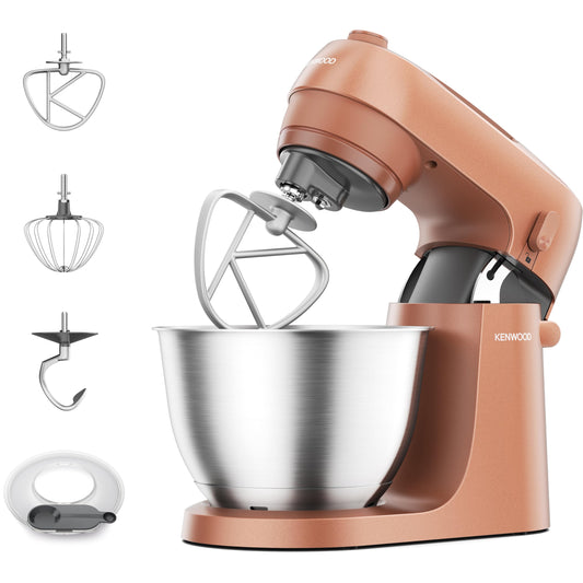 Kenwood Go virtuves mašīna KZM35.000RD, kompakta, iekļauj 4 litru trauku, K-ķīli, putu slotiņu, mīcīšanas āķi, aizsargu un mērkaroti, metāla korpuss ar rokturi, 800W, sarkana.