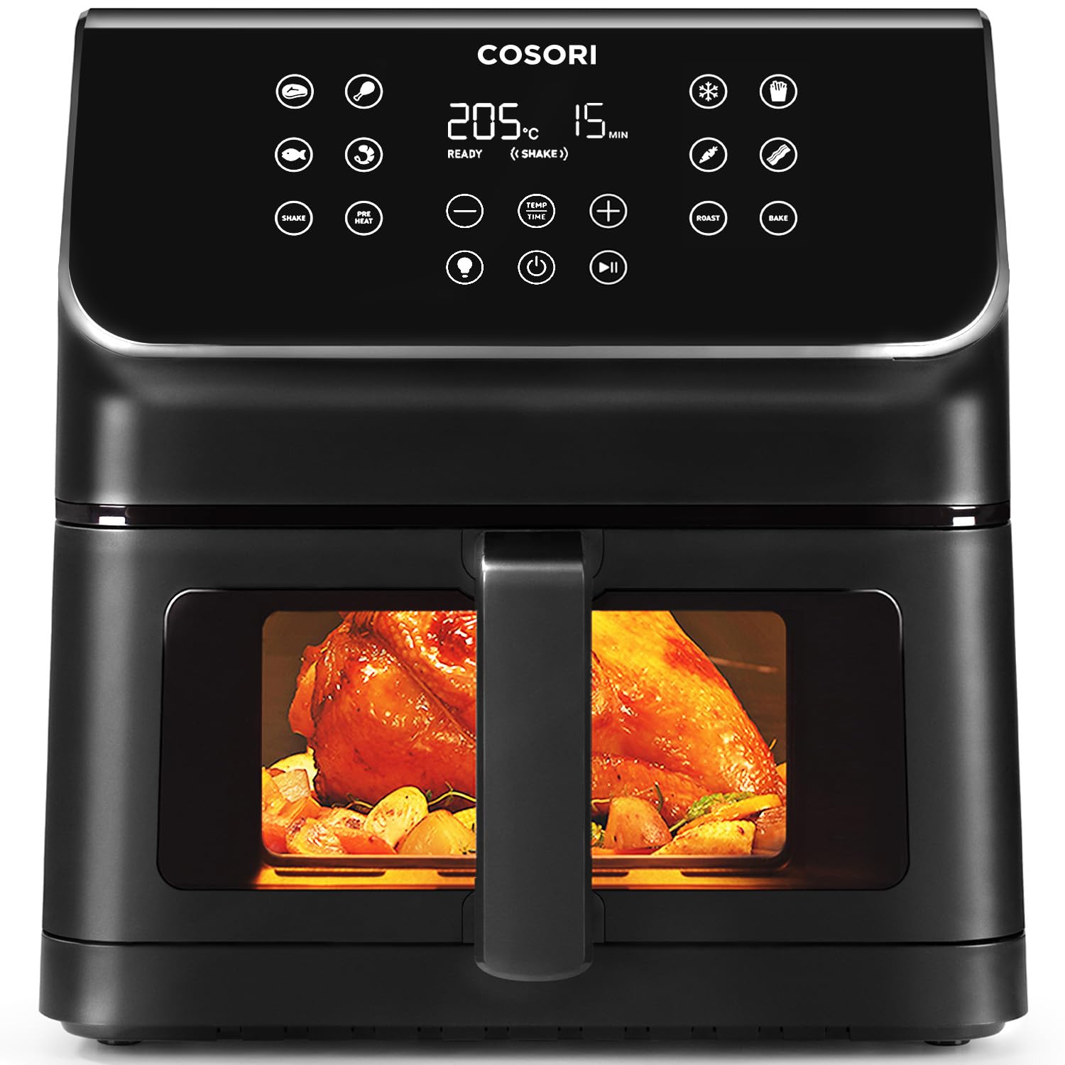 COSORI gaisa fritieris 6,2L - 1700W, 12 funkcijas, regulējams laiks un temperatūra, vienas pieskāriena displejs.