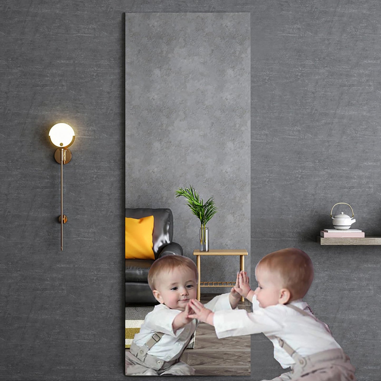 Cosrogo pašlīmējošais sienas spogulis 40x120cm, 1 gab., akrila līmējamais pilna auguma spogulis, 2mm biezums, spogulis līmēšanai pie durvīm, guļamistabai, viesistabai un bērnistabai, DIY pašlīmējošas spoguļflīzes