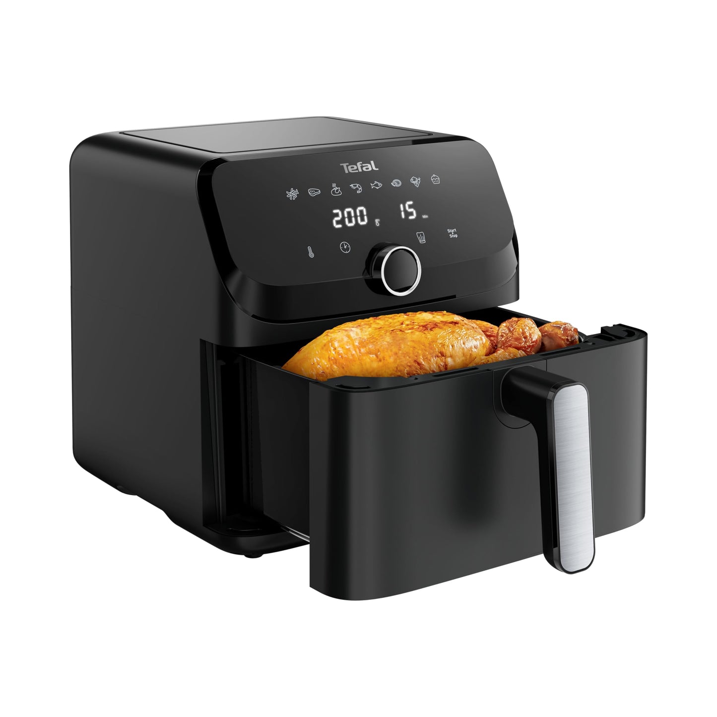 Tefal Easy Fry Mega - 7.5L air fryer, 8 cooking presets, digital display, dishwasher safe, 99% less fat, black, EY8558E0