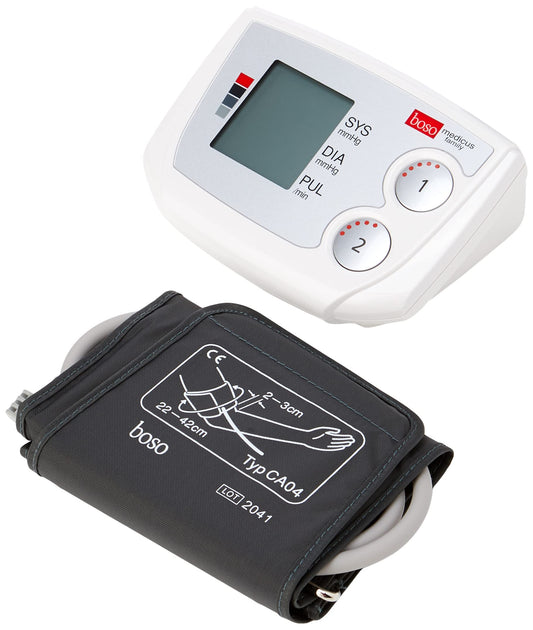 boso medicus family – asinsspiediena mērītājs ar 2 atmiņas vietām, lielu displeju un aritmijas noteikšanu, universālā manšete 22–42 cm