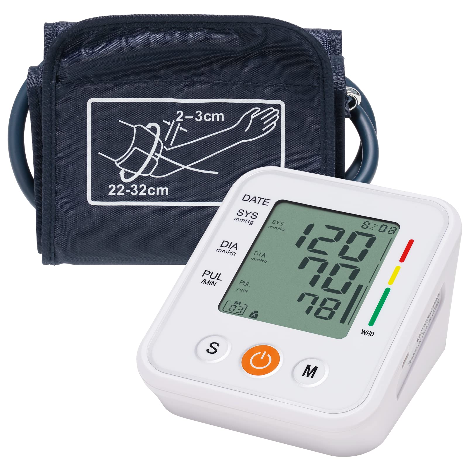 Kiperline asinsspiediena mērītājs - augšdelmam, 22-32 cm manšete, USB/baterija, balts, precīzs asinsspiediena monitors