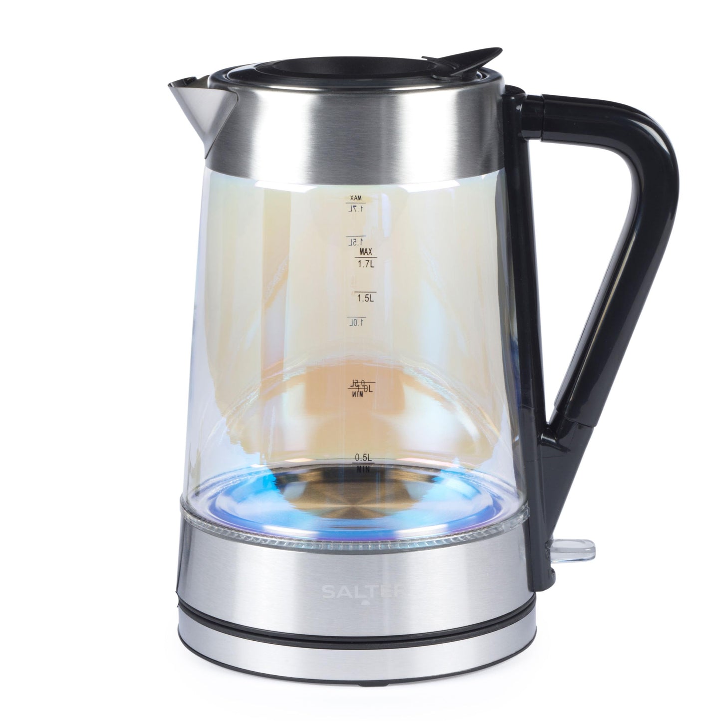 Salter varavīksnes tējkanna - 1,7L, zils LED apgaismojums, BPA nesaturoša, pretkaļķu filtrs, sausās vārīšanas sensors, 2200W