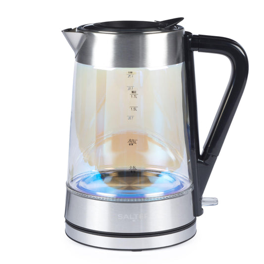 Salter varavīksnes tējkanna - 1,7L, zils LED apgaismojums, BPA nesaturoša, pretkaļķu filtrs, sausās vārīšanas sensors, 2200W
