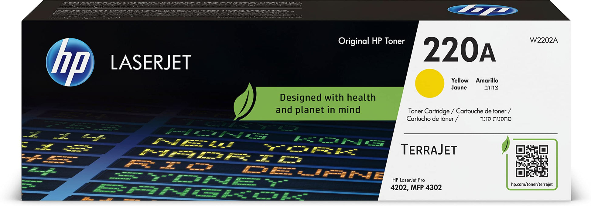 HP 220A Yellow Original LaserJet Toner Cartridge - High-quality, reliable printing, compatible with HP LaserJet printers.