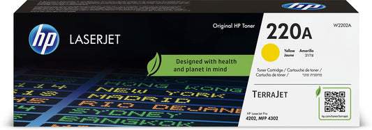 HP 220A Yellow Original LaserJet Toner Cartridge - High-quality, reliable printing, compatible with HP LaserJet printers.