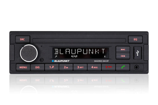 Auto magnetola Blaupunkt Madrid 200 BT ar Bluetooth, RDS uztvērēju, brīvroku funkciju, USB un Aux-In, 1-DIN, melna