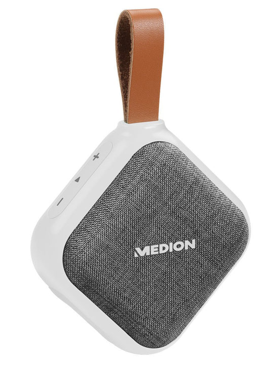 MEDION E65242 Bluetooth skaļrunis (Bluetooth 4.1, brīvroku funkcija, ūdensizturība IPX5, 30 vati, akumulators) balts