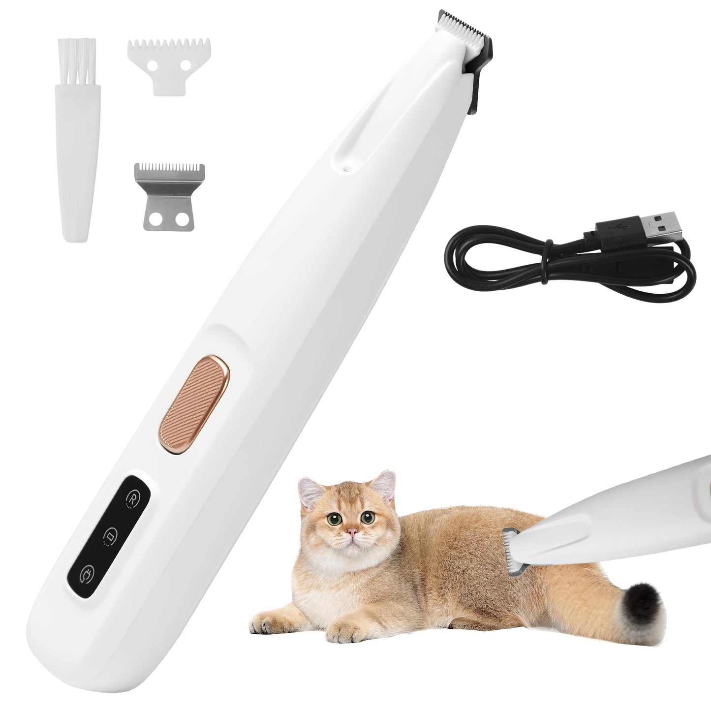 Mājdzīvnieku trimmeris ar LED gaismu PawTrim Pro F5-01, kluss, bezvadu, uzlādējams ar USB
