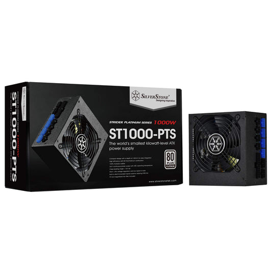 Silverstone Sst-ST1000-PTS - 1000W 80 Plus Platinum ATX power supply, 120mm HYB fan, fully modular design, quiet operation.