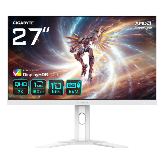 Gigabyte M27QA Ice 27" QHD Gaming Monitor - 2560x1440, 180Hz, 1ms, FreeSync, Display HDR400, HDMI 2.1, DisplayPort 1.4