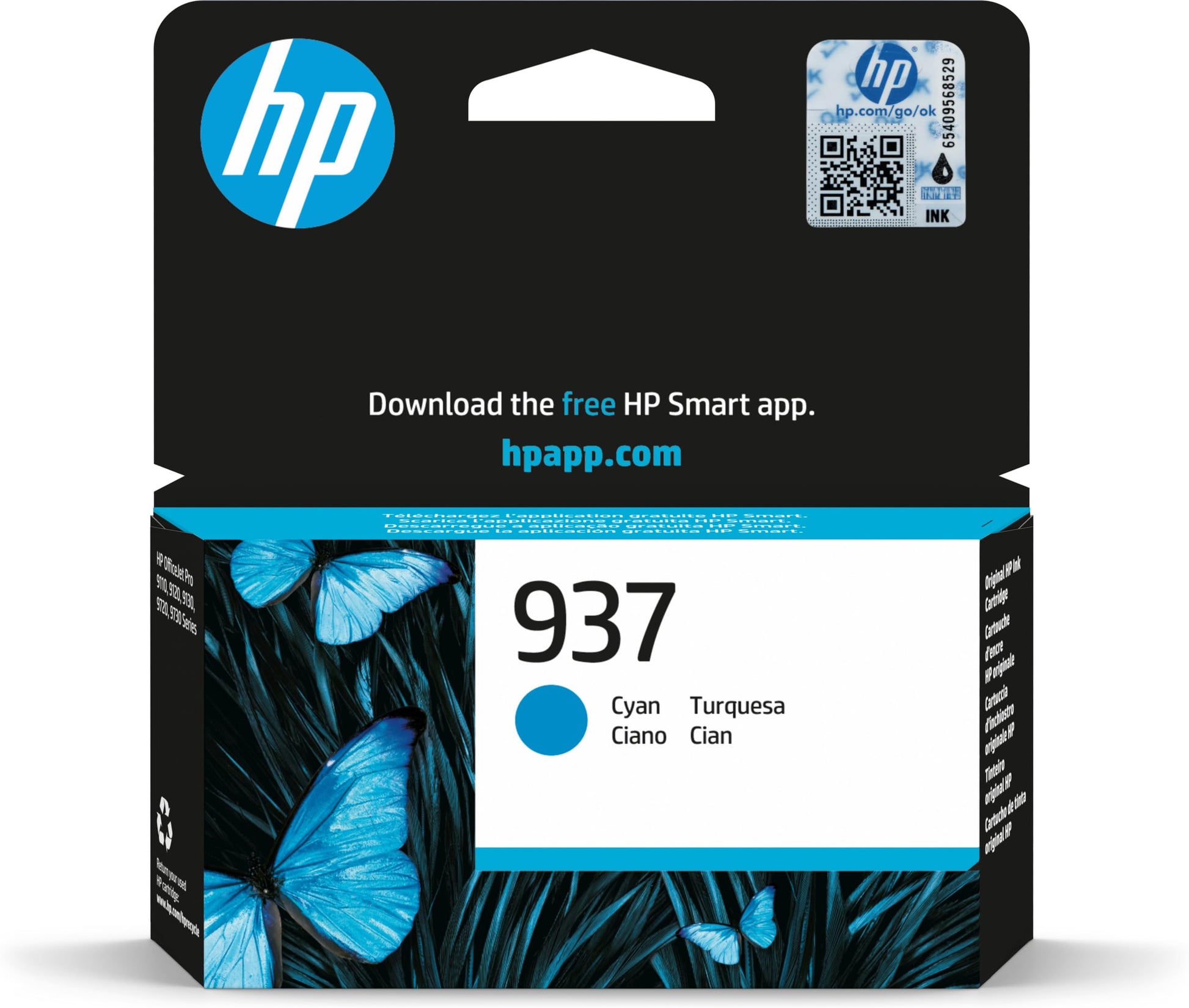 HP 937 Cyan oriģinālā tintes kasetne - augstas kvalitātes tintes, izturīga un ilgmūžīga, ideāla drukāšanai.