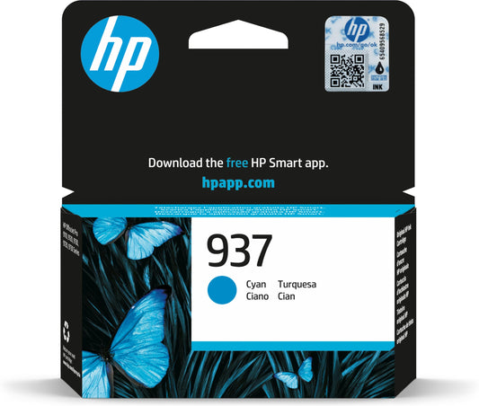 HP 937 Cyan oriģinālā tintes kasetne - augstas kvalitātes tintes, izturīga un ilgmūžīga, ideāla drukāšanai.