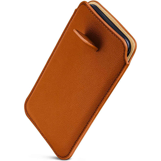 ONEFLOW Liberty telefonu ieliktnis Xiaomi 13T / 13T Pro, PU ādas ieliekamais maciņš ar izvilkšanas funkciju, brūns