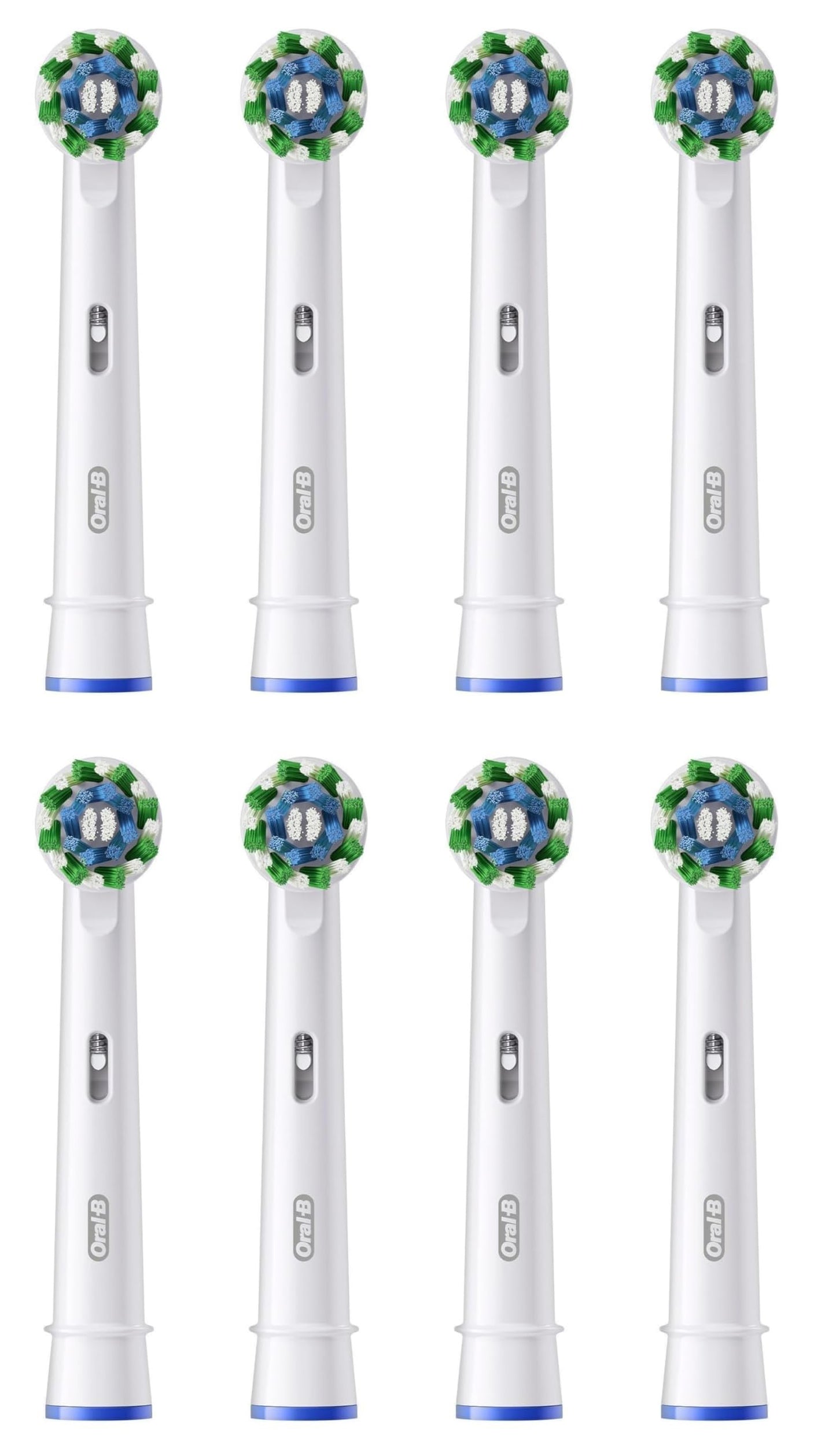 Oral-B Cross Action elektriskās zobu birstes galviņas, iepakojums ar 8 rezerves birstēm, leņķveida sari, kas pielāgojas katram zobam, rūpīgai tīrīšanai, piemērots pastkastītei