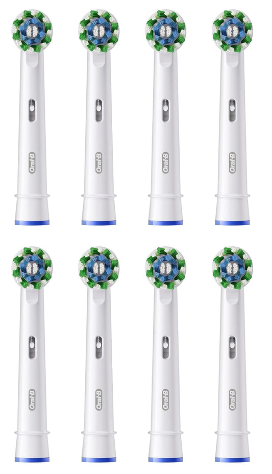 Oral-B Cross Action elektriskās zobu birstes galviņas, iepakojums ar 8 rezerves birstēm, leņķveida sari, kas pielāgojas katram zobam, rūpīgai tīrīšanai, piemērots pastkastītei