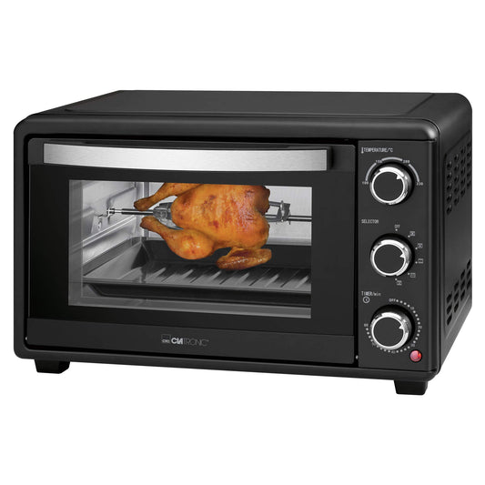 Clatronic MBG 3727 Multi-krāsns, 25 litru cepšanas telpa, konvekcija + augšējā un apakšējā siltuma, grilēšanas funkcija, 60 minūšu taimeris ar beigu signālu, melns