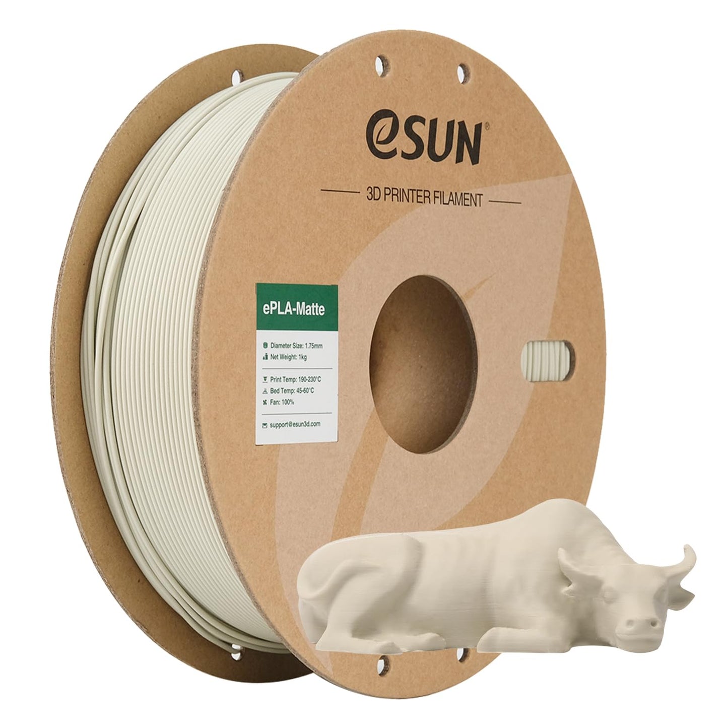 PLA pavediens 1.75mm eSUN Upgraded Matte, Hell Khaki, 1KG – matēts 3D drukas pavediens ar uzlabotu saķeri un gludu ekstrūziju