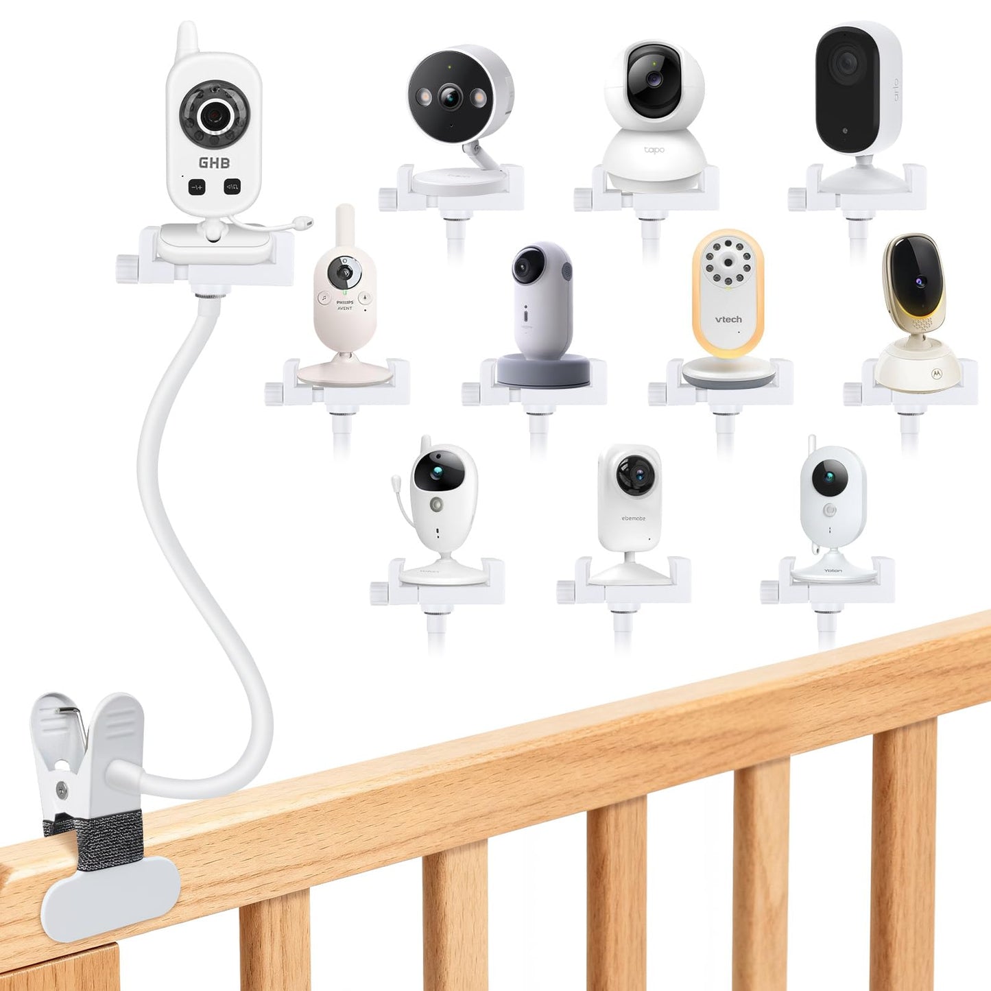 ToyGem stiprinājums GHB babyphone, bērnu kameras turētājs Philips Avent babyphone, universāls klipša turētājs babyfon statīvs momcozy/ieGeek/BOIFUN, tālruņa turētājs monitoru turētāja piederums