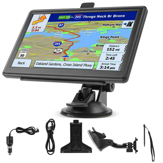 Universāls GPS navigācijas komplekts auto, kravas auto un kemperim Riloer, 7 collu displejs ar turētāju un FM raidītāju, valodu var mainīt, vācu valoda