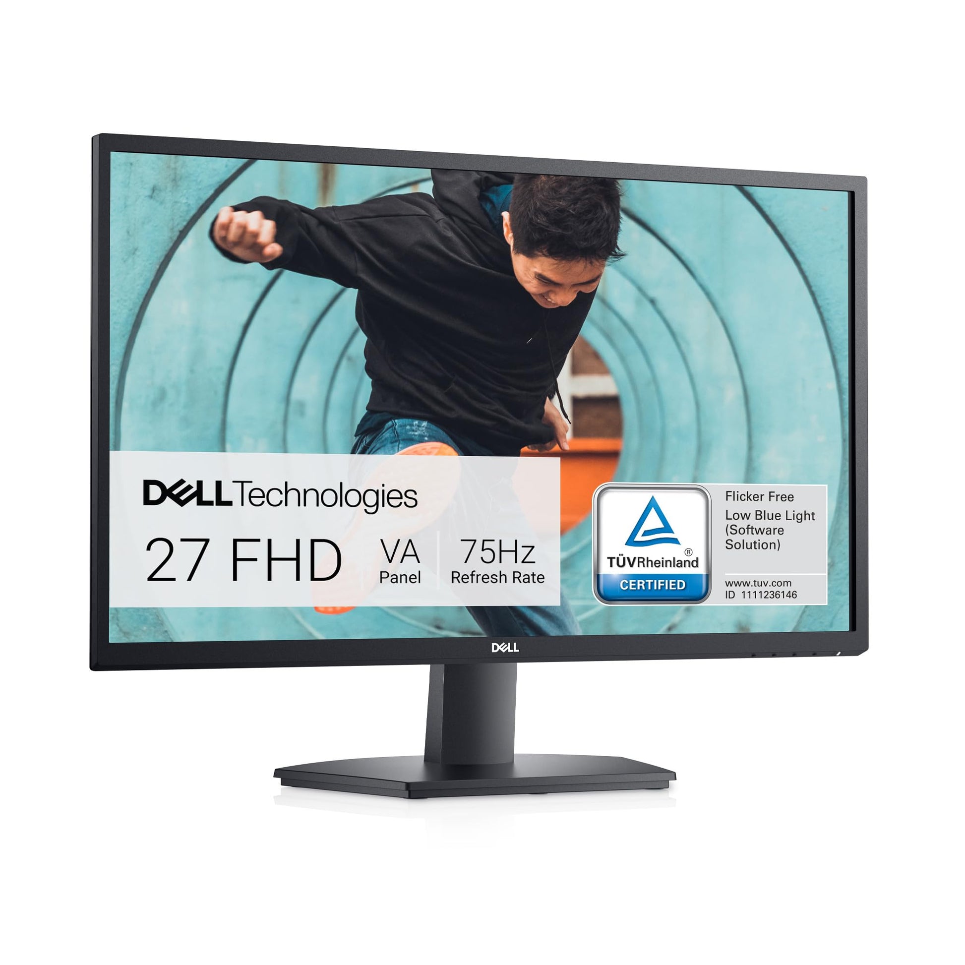 Dell SE2722HX 27" Full HD Monitor - 75Hz, VA panel, 4ms response, AMD FreeSync, HDMI, VGA, 3-year warranty, black
