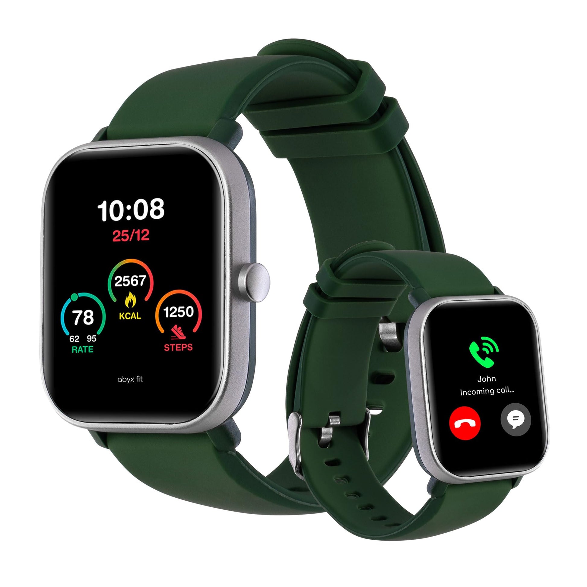 Abyx FIT Ozone 3 - 1.6" display, 20-day standby, Bluetooth 5.0, IP68 waterproof, heart rate monitor, sleep analysis, green