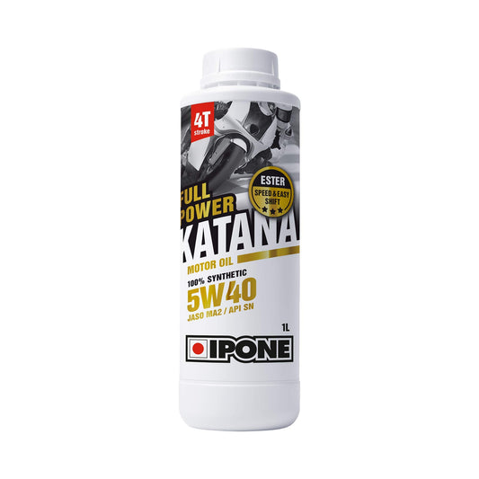 Ipone - motociklu motorolie 4 takti 5W40 Full Power Katana - 100% sintētika ar esteriem - manuālā pārnesumkārba vairāk - 1L