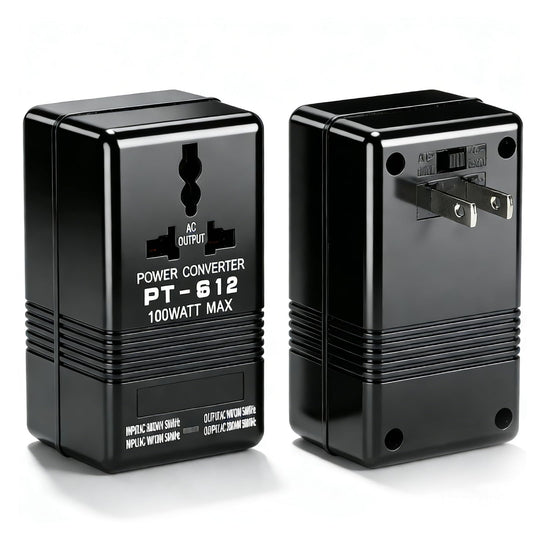Nimomo sprieguma pārveidotājs ceļojumiem, 100W, 110V/120V uz 220V/240V