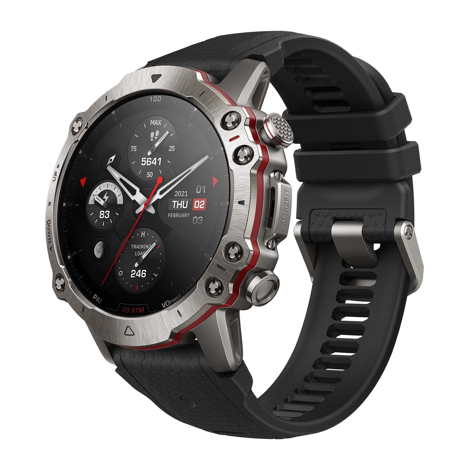 Amazfit Falcon 49mm - Dual-band GPS, smart coach, 150 sports modes, sapphire display, titanium body, 20 ATM water-resistant.