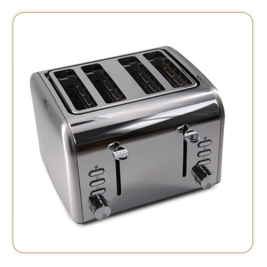 MAZS SVERES 8698 Premium nerūsējošā tērauda, tosteris, 4 mainīgas atveres, 2 sildīšanas zonas neatkarīgai atkausēšanai, 1600 W, viss nerūsējošais tērauds