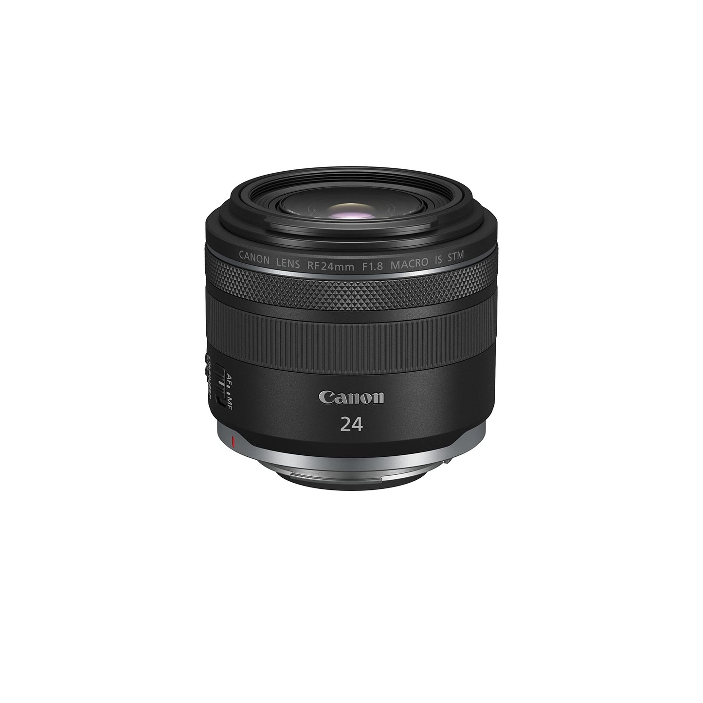 Canon objektīvs RF 24mm fiksētā fokusa F1.8 Makro is STM (5 pakāpju attēla stabilizators, automātiskā fokusa motors, SuperSpectra, plašais leņķis, STM motors, saderīgs ar iekšējo stabilizāciju un līdz 6,5 pakāpēm) melns