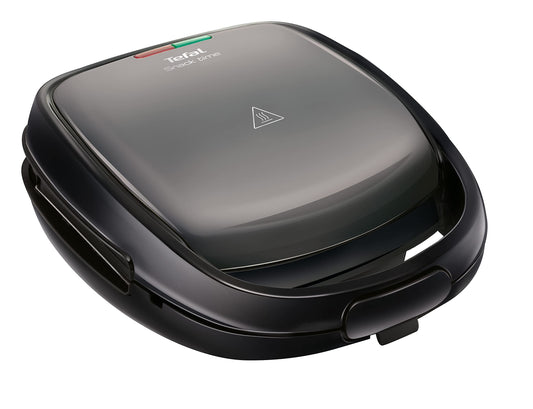 Tefal SW341B Snack Time 2in1 Kombinētais ierīce vafeļu cepeškrāsns un sviestmaizes tosteris | 2 izņemami | Neaizķeramās plāksnes komplekti | Mazgājams trauku mazgājamajā mašīnā | Siltumizolēta rokturis | ‎700 W | Pelēks/Melns
