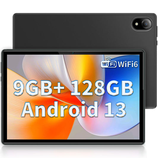DOOGEE U10 planšetdators Android 13, 9 GB RAM + 128 GB ROM (1 TB TF), 10 collu planšetdators ar skārienekrānu 2024, Quad-Core 2.0 GHz, WiFi-6 / BT 5.0 / GMS / 5060 mAh / 1280 x 800/8 MP + 5 MP/Widevine L1, melns