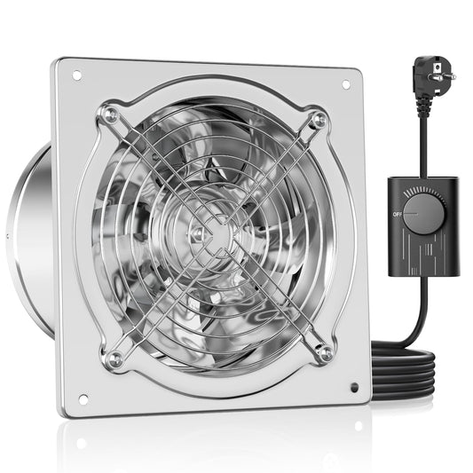 Abluftventilator HG Power 250mm, 1680m³/h sienas ventilators ar atpakaļplūsmas klapi, jaudīgs ar ES spraudni virtuvei, vannas istabai, garāžai, pagrabam
