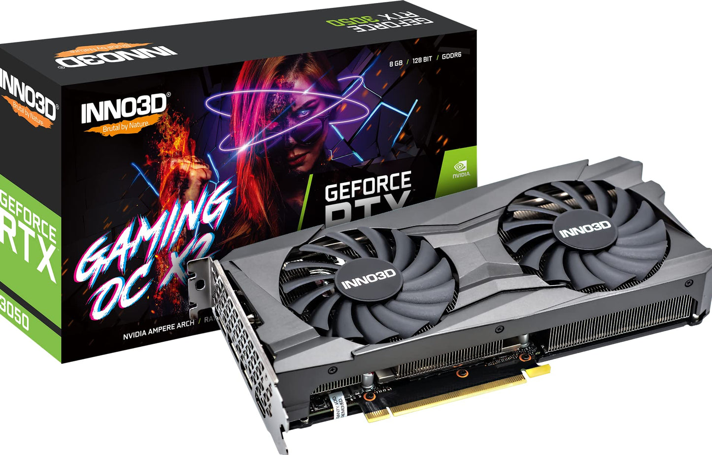 Inno3D GeForce RTX 3050 Gaming OC X2 8GB - Dual-fan cooling, 8GB GDDR6 memory, optimized for gaming performance.