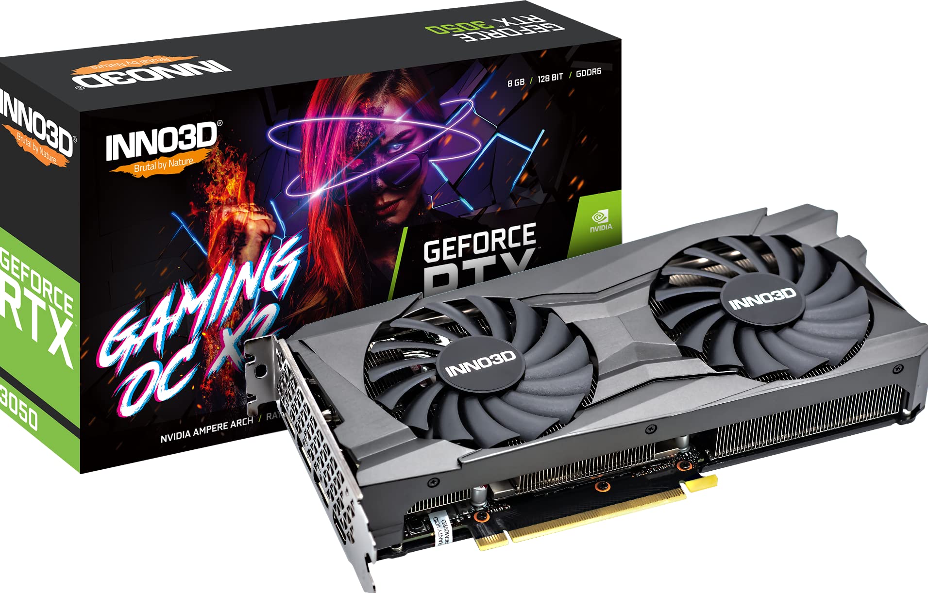 Inno3D GeForce RTX 3050 Gaming OC X2 8GB - Dual-fan cooling, 8GB GDDR6 memory, optimized for gaming performance.