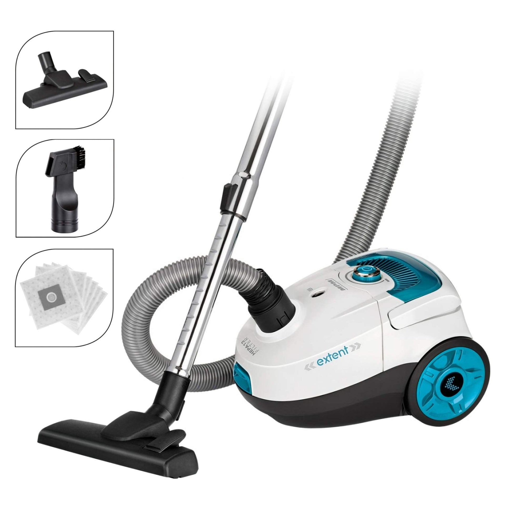 MPM MOD-27 putekļsūcējs - 3L, 7m kabelis, HEPA 13 filtrācija, 700W, 6 maisi, 5 pakāpju filtrācija, balts.