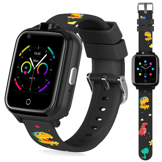 OKYUK GPS viedpulkstenis bērniem - 4G, izsekošana, vairākas funkcijas, melns, piemērots vecumam 3-12 gadi.