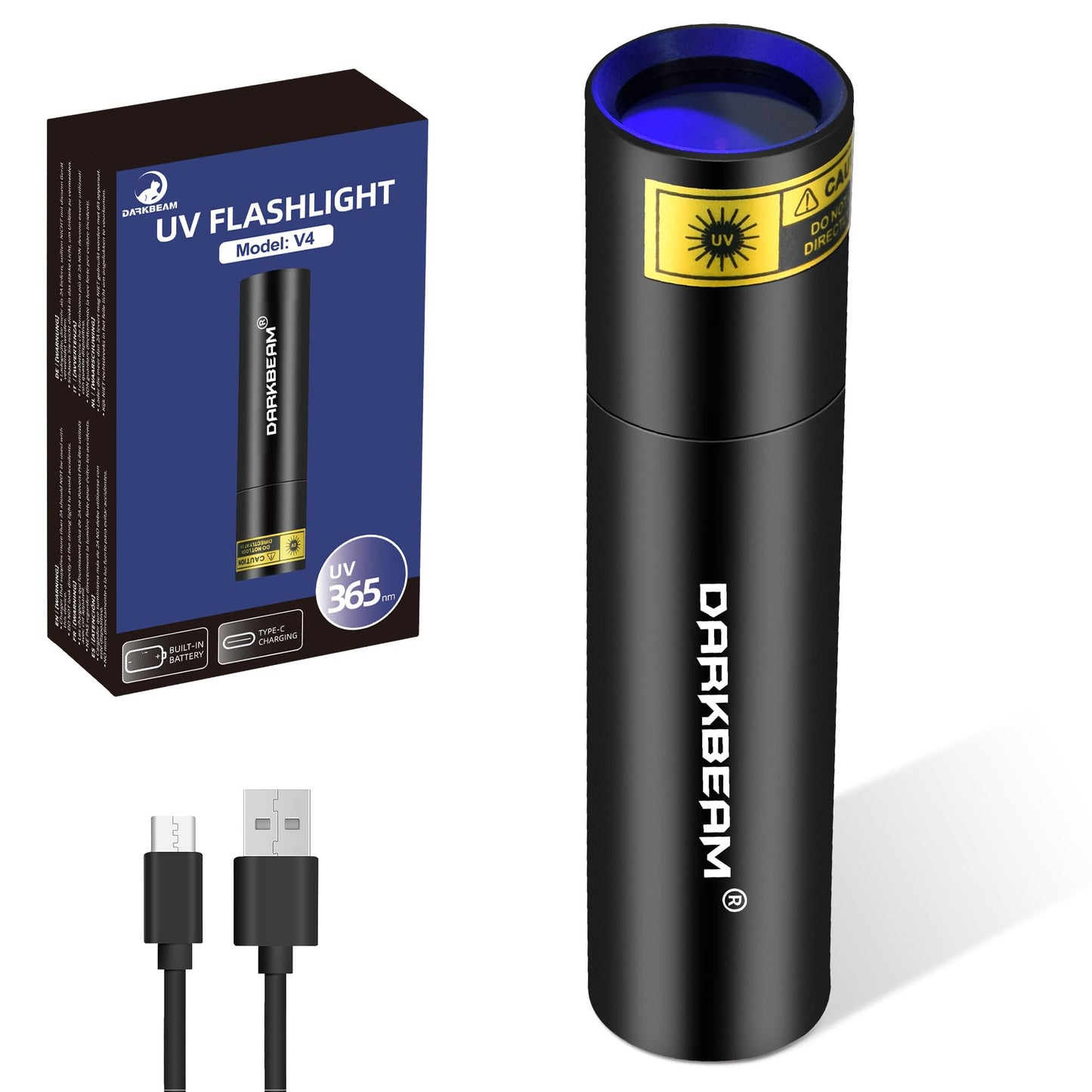 DARKBEAM UV 365nm kabatas lukturis, melnā gaisma, mini ultravioleto LED lampa