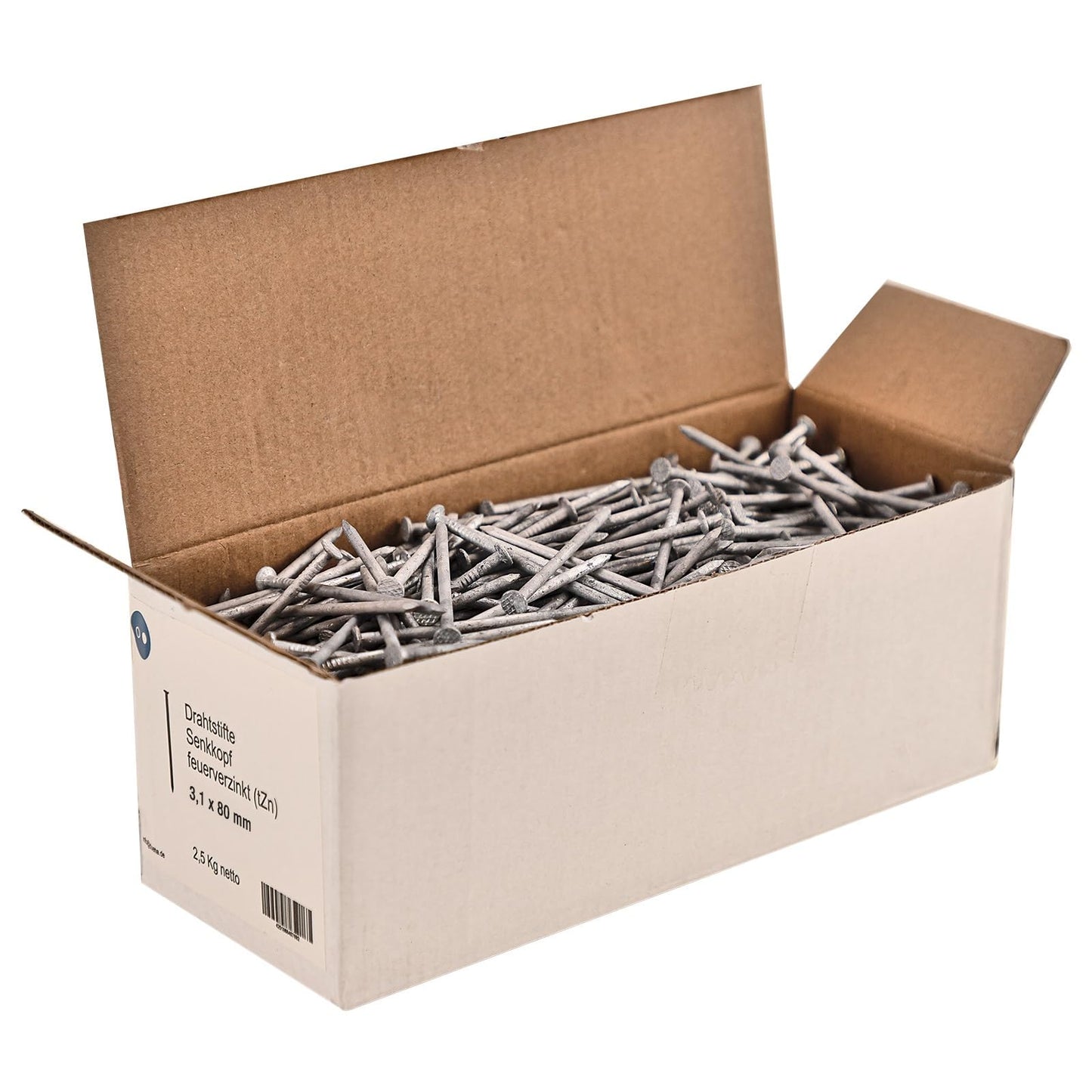Naglas 3,1x80mm karsti cinkotas 2,5kg | stieples naglas, tērauda naglas, tērauda stiftes ar iegremdējamu galvu koka un būvprojektiem