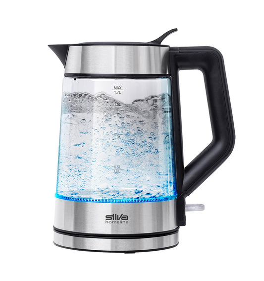 SILVA SCHNEIDER stikla tējkanna KL-G 2007 - 1,7L, 2200W, Easy-Fill vāks, elegants dizains, ātra vārīšana.